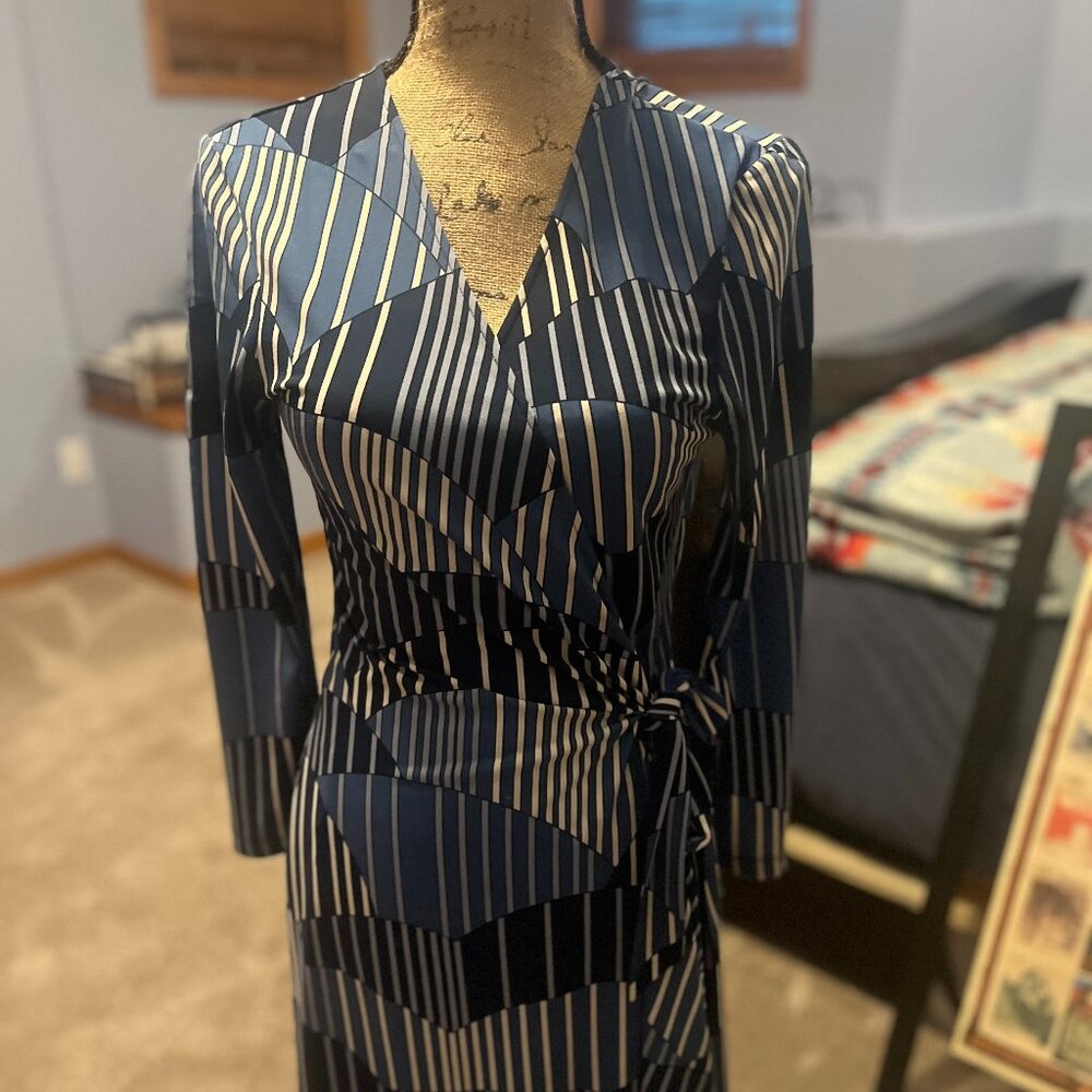 Striped Pattern Wrap Dress